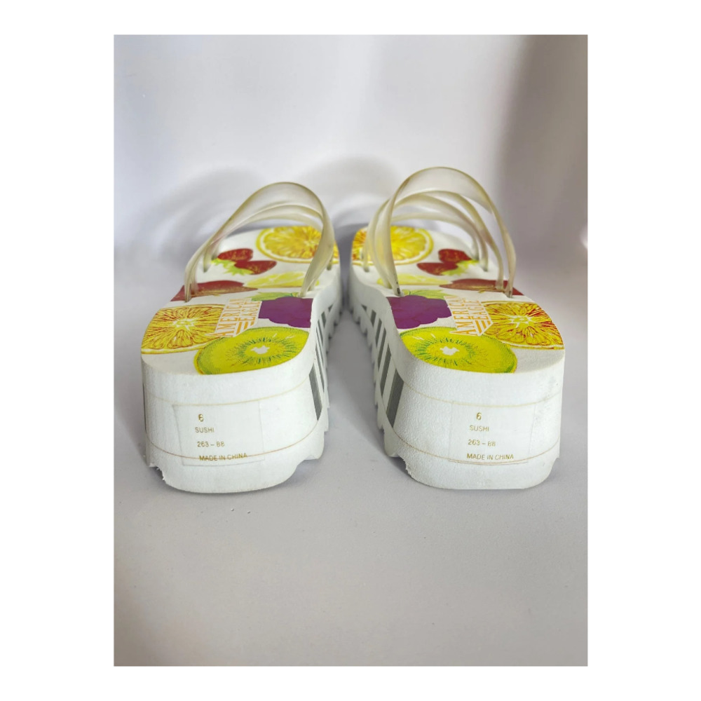 Vintage y2k 90s American Eagle Chunky Platform Wedges White Fruit  6 - Picture 5 of 9
